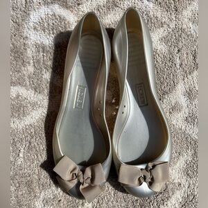 J. CREW silver Rainy Day Ballet Flats Ladies Size 8 Jelly Rain Slip On Shoes